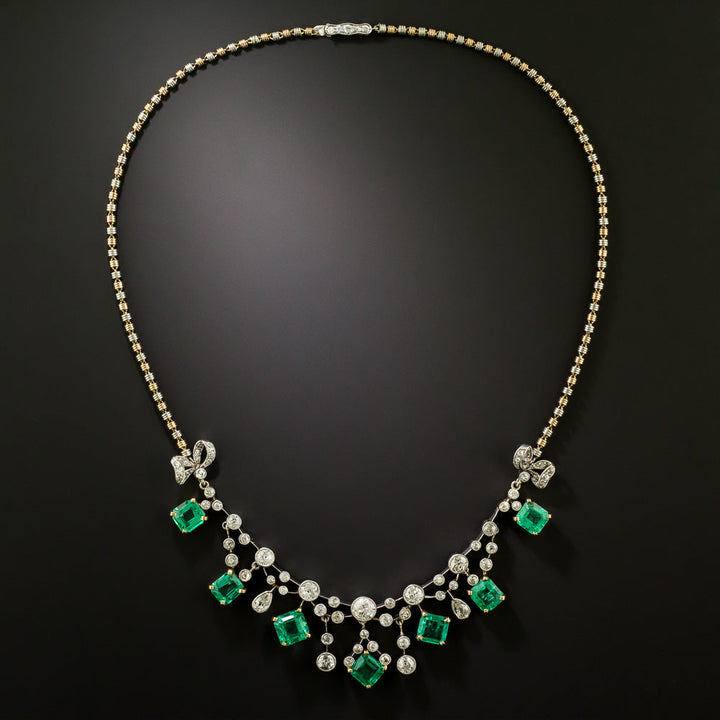 Colombian No-Treatment Emerald and Diamond Necklace by J. E. Caldwell - GIA