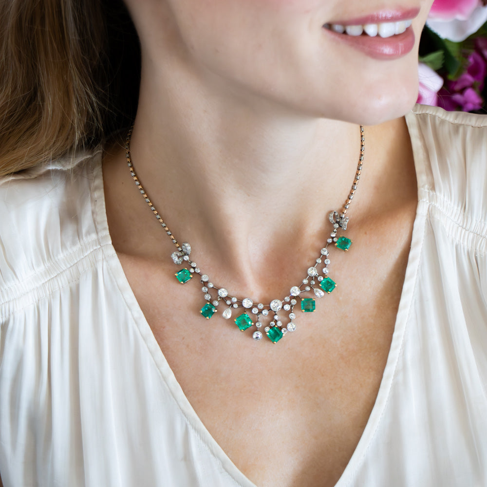 Colombian No-Treatment Emerald and Diamond Necklace by J. E. Caldwell - GIA - 9