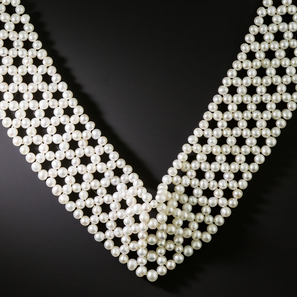 Contemporary Woven Pearl Necklace - 3