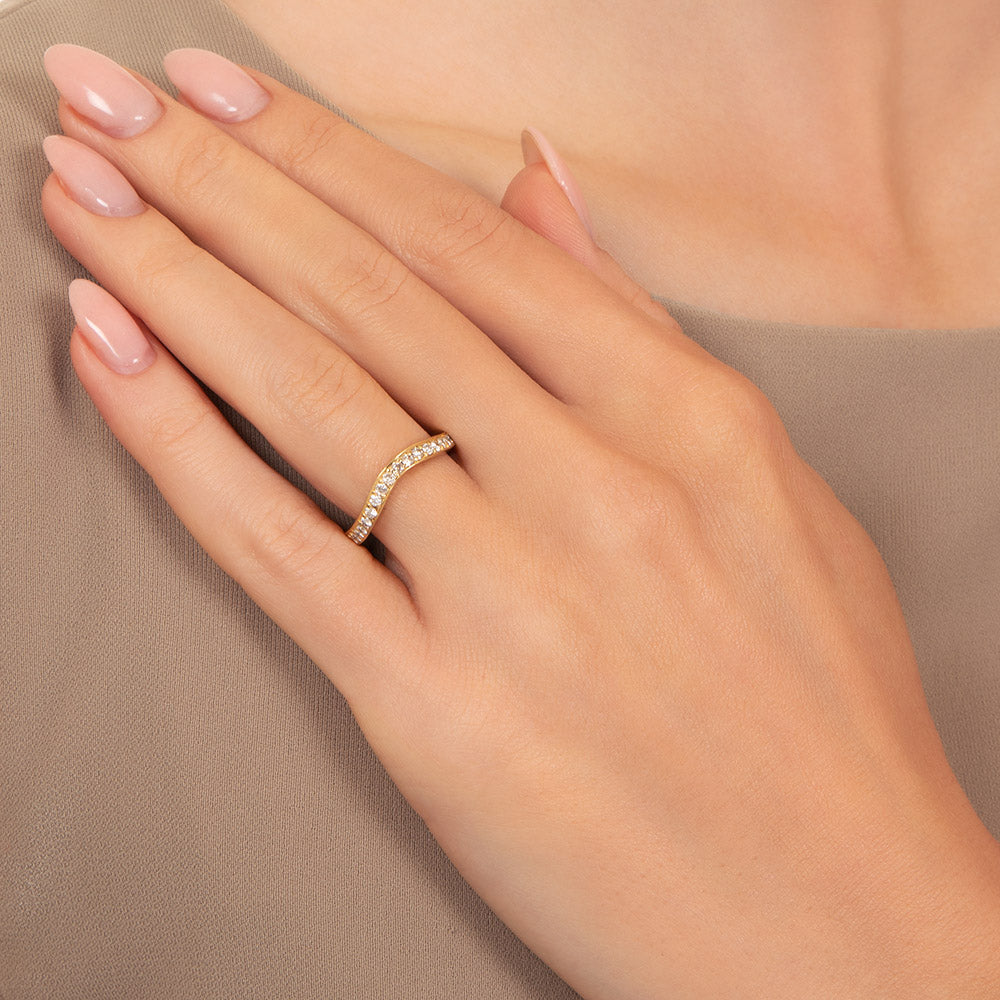 Contoured Diamond Wedding Band - 3