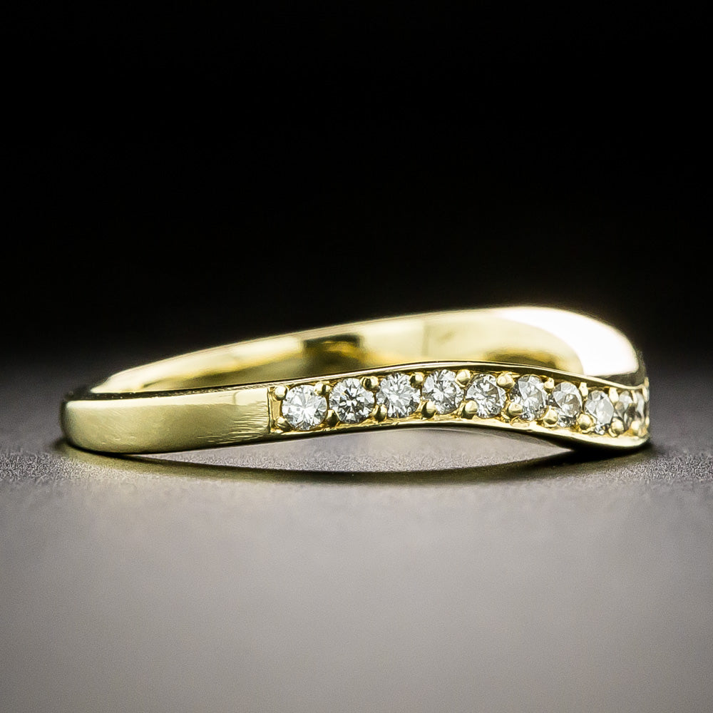 Contoured Diamond Wedding Band - 3