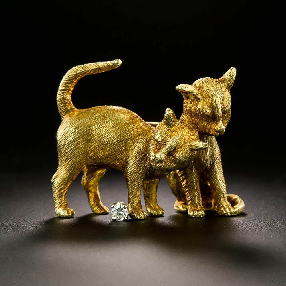 Cuddling Kittens 18K Brooch by Craig Drake - 2