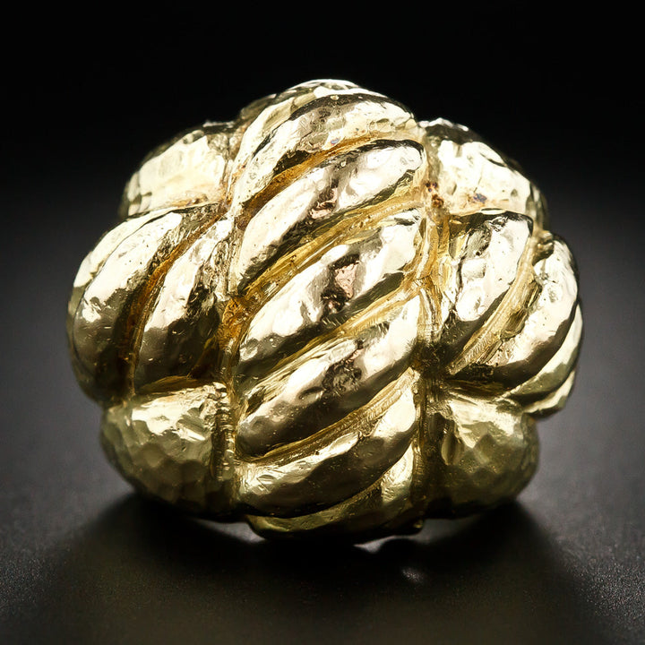David Webb 18K Hammered Knot Ring