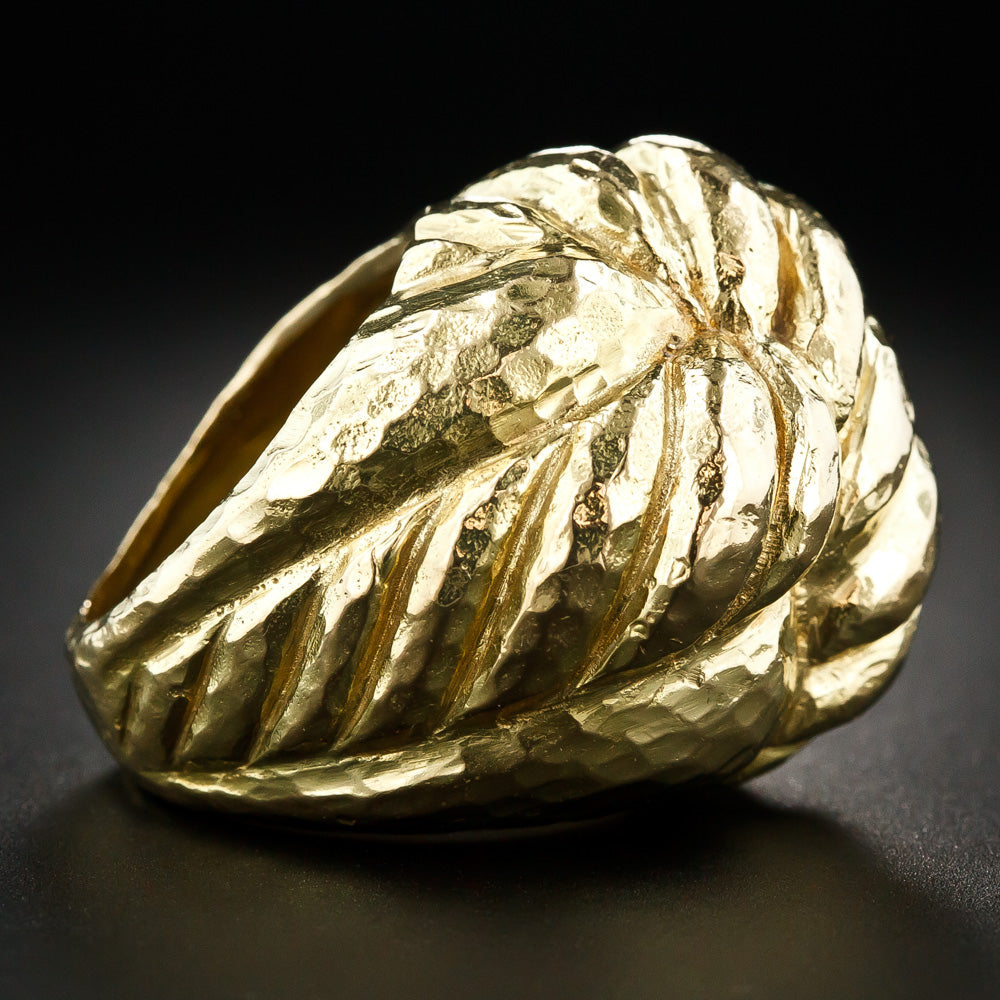 David Webb 18K Hammered Knot Ring - 10