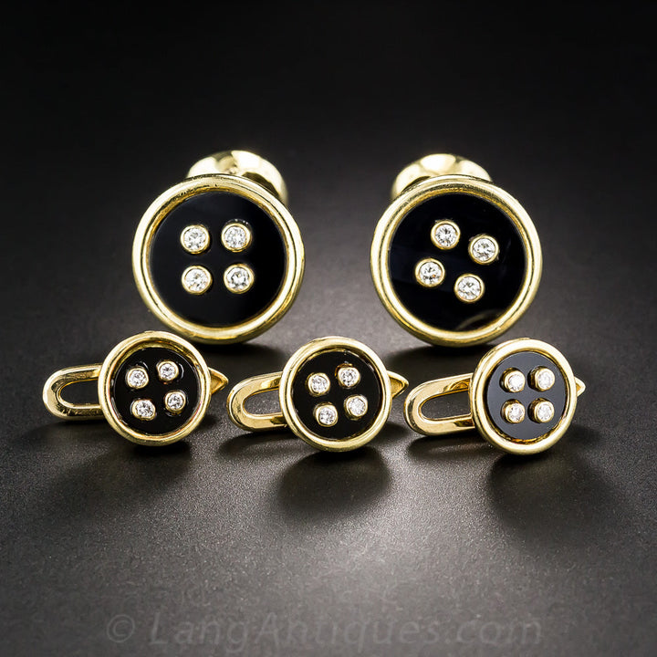 Diamond and Black Onyx Button Motif Dress Set