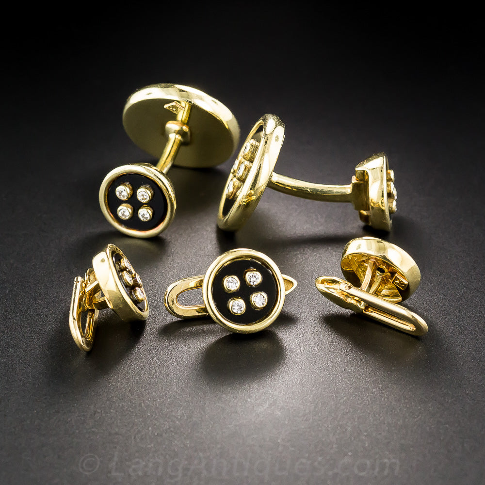 Diamond and Black Onyx Button Motif Dress Set - 2