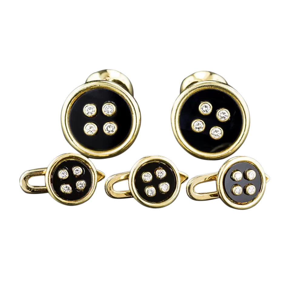Diamond and Black Onyx Button Motif Dress Set - 3