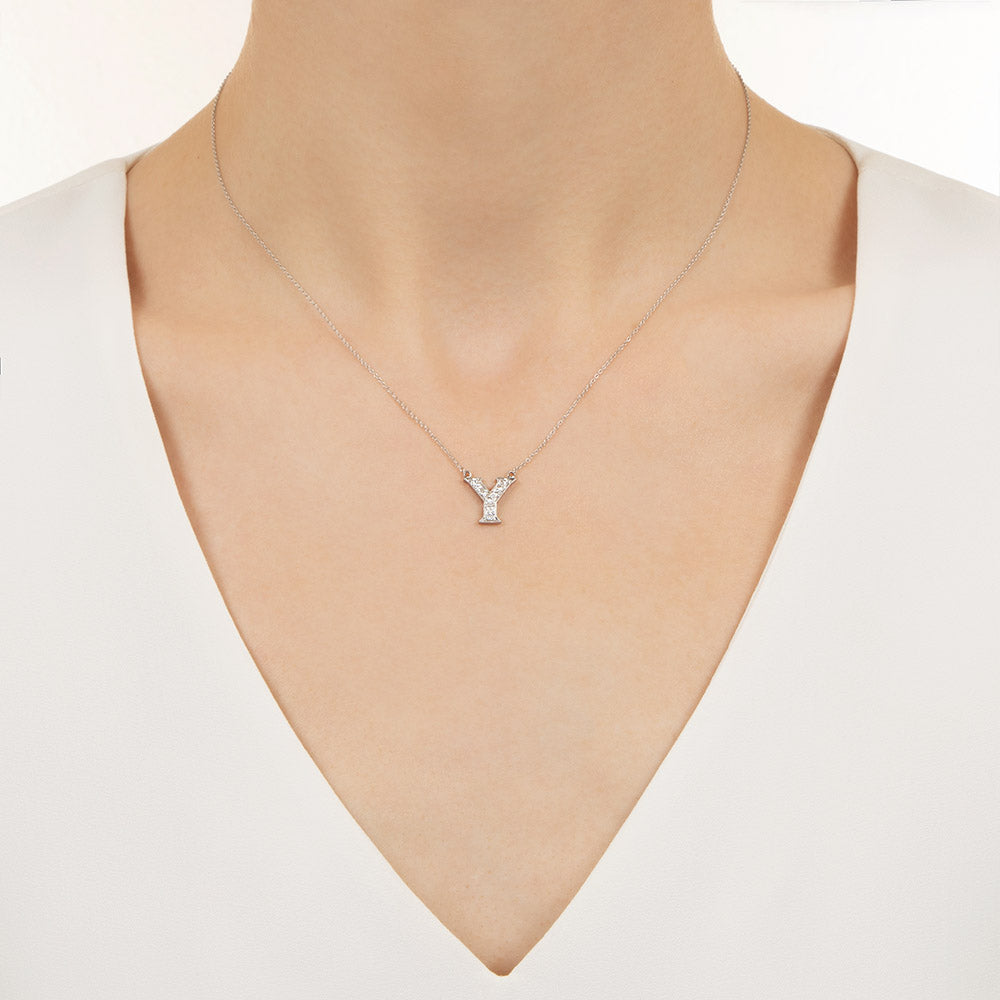Diamond Initial 'Y' Necklace - 7