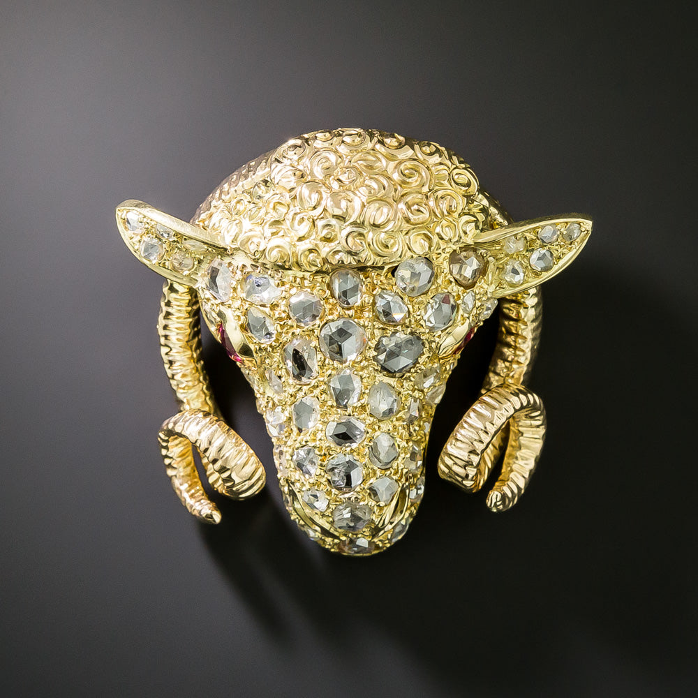 Diamond Ram's Head Pendant/Brooch - 4