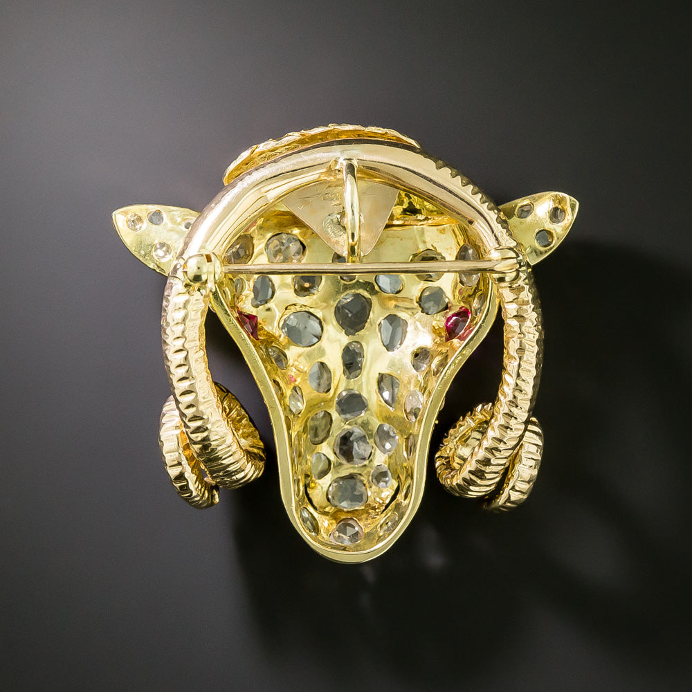 Diamond Ram's Head Pendant/Brooch - 5