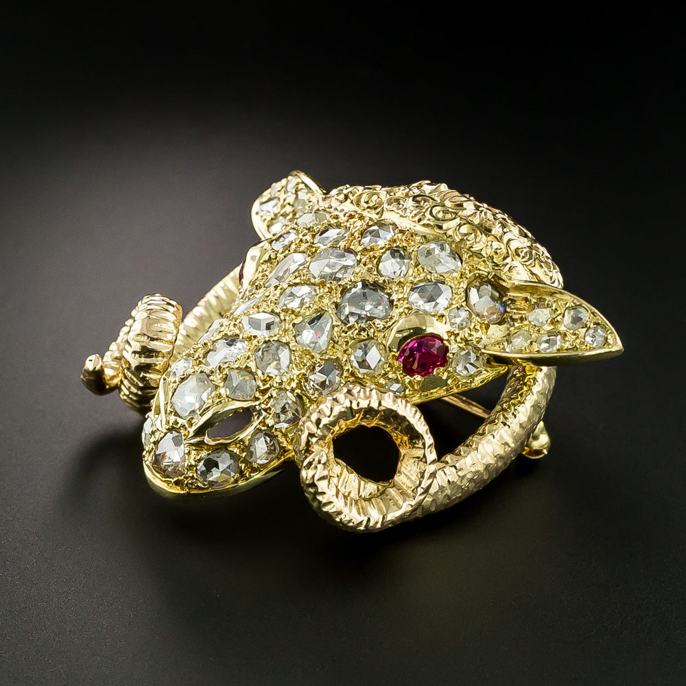 Diamond Ram's Head Pendant/Brooch - 6