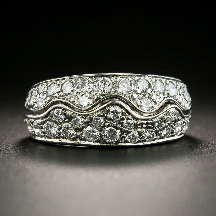 Diamond Wave Band Ring, Size 5 1/2