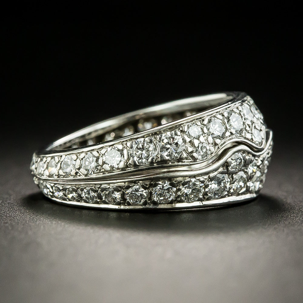 Diamond Wave Band Ring, Size 5 1/2 - 2