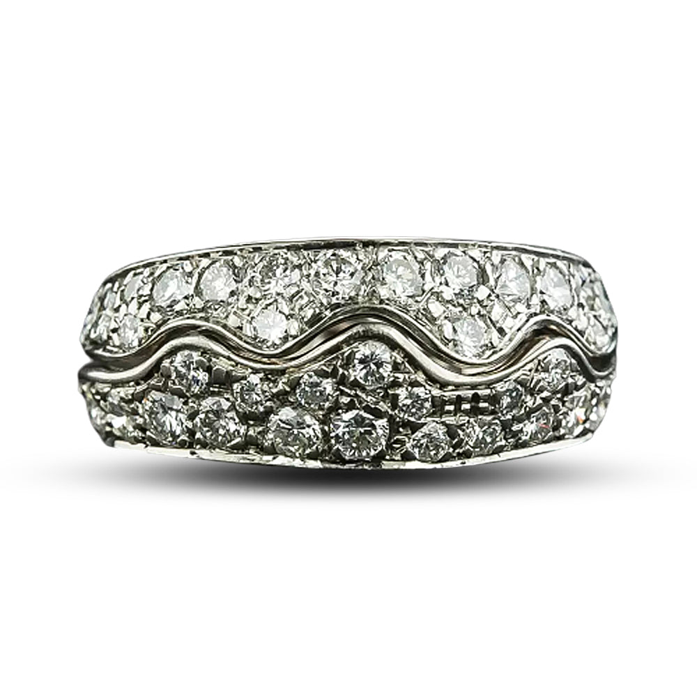 Diamond Wave Band Ring, Size 5 1/2 - 4