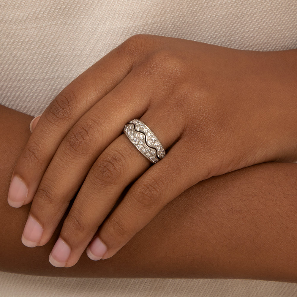 Diamond Wave Band Ring, Size 5 1/2 - 5