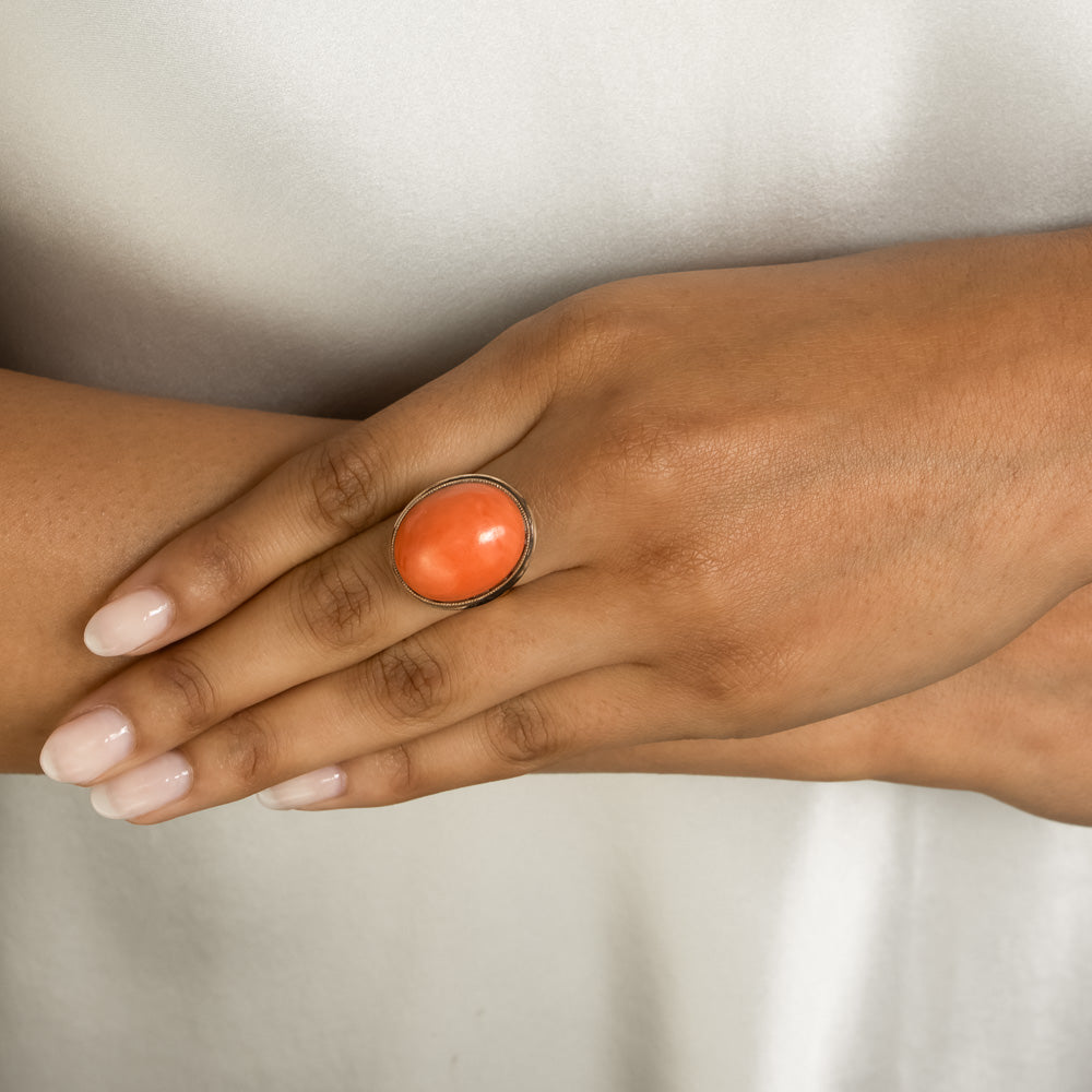 Early 20th Century Coral Ring - 5