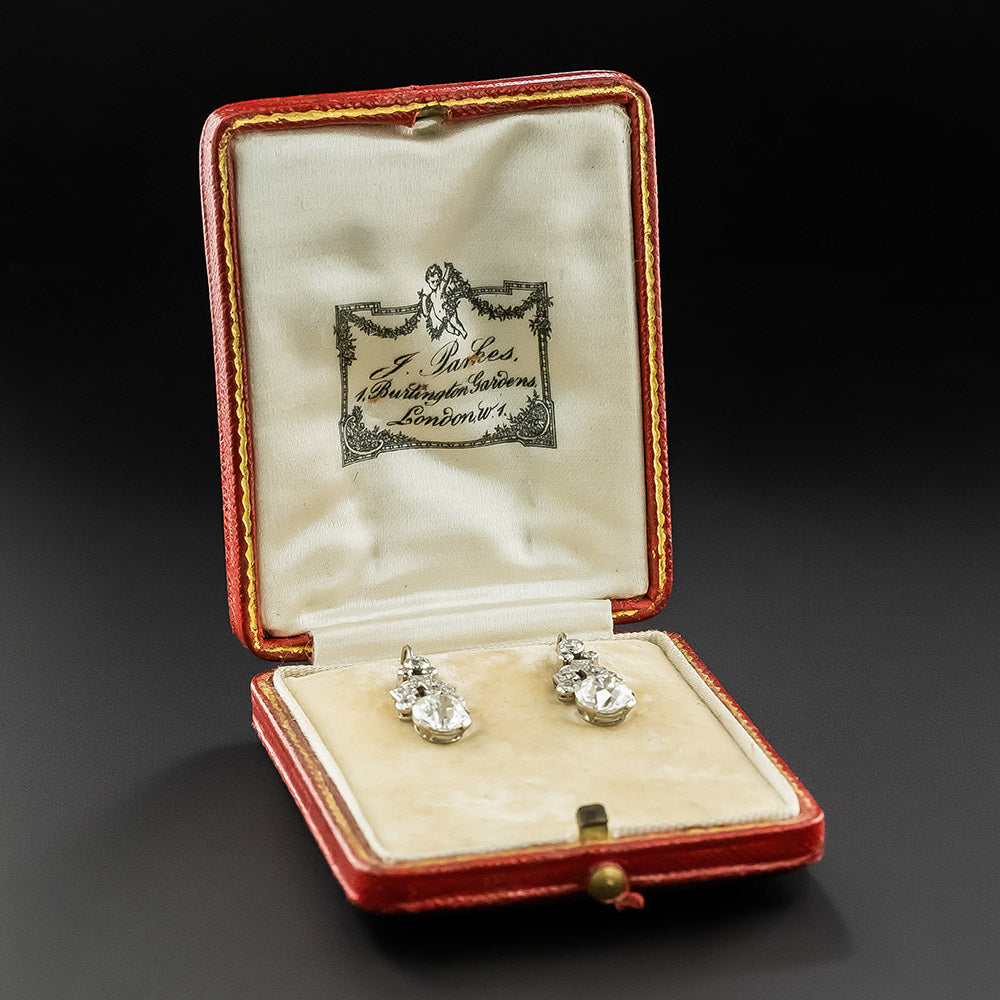 Early-Art Deco 2.67 Carat Diamond Dangle Earrings - GIA H VS1  - 7
