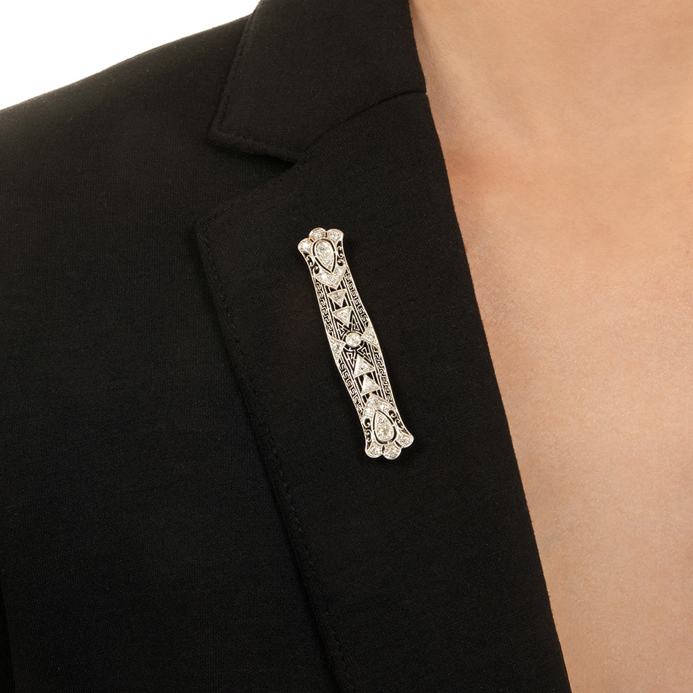 Early Art Deco Diamond Bar Pin - 3
