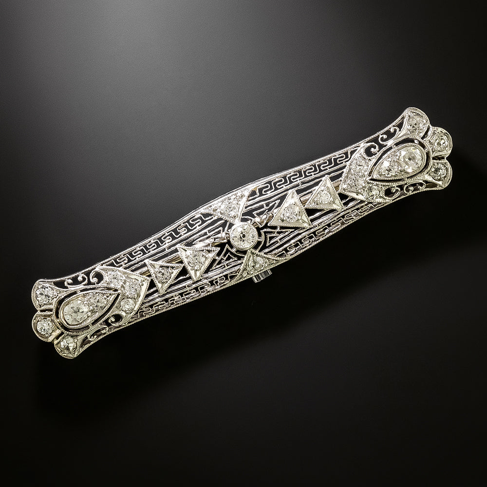 Early Art Deco Diamond Bar Pin - 2