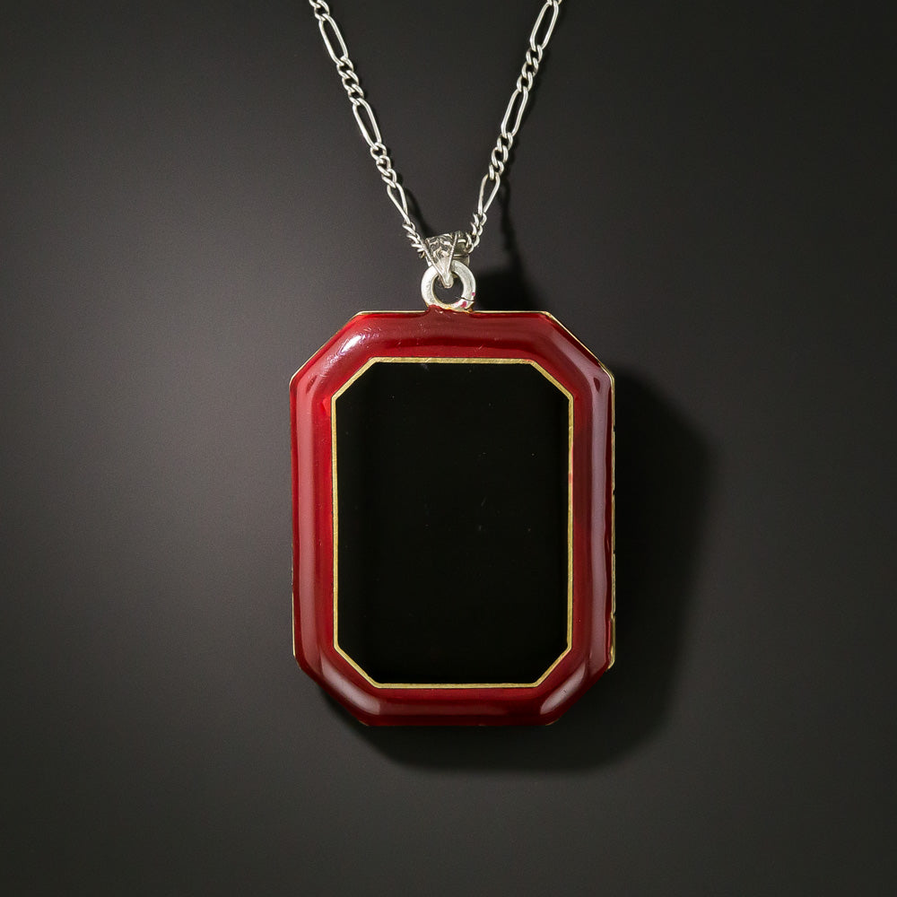 Art Deco Enamel and Diamond Flower Basket Locket - 2