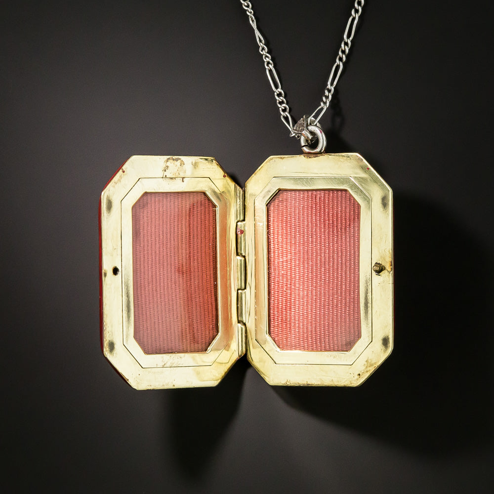 Art Deco Enamel and Diamond Flower Basket Locket - 3