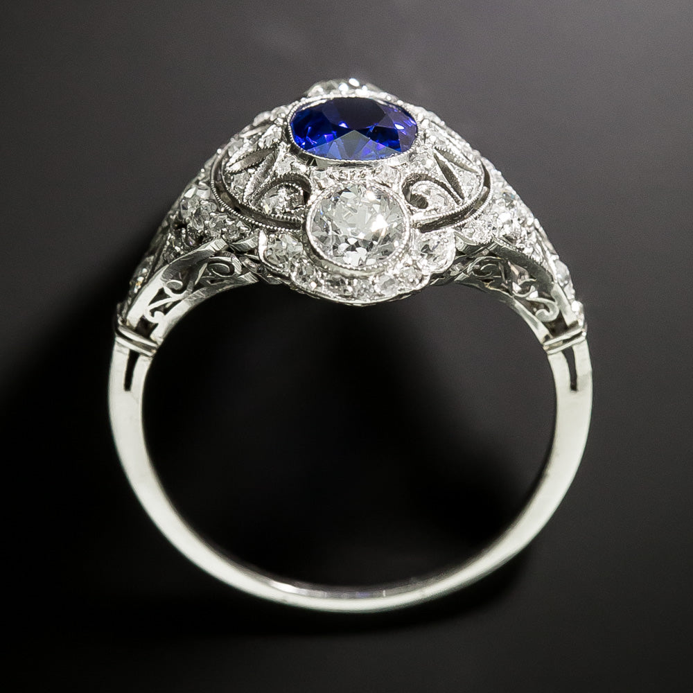 Early Art Deco No-Heat Burma Sapphire and Diamond Ring - GIA - 5