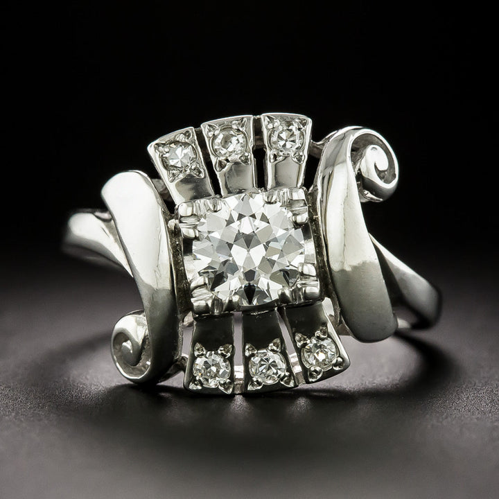 Early-Retro .55 Carat Diamond Scroll Ring