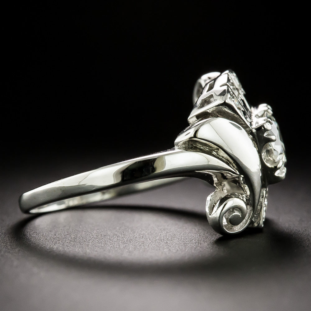 Early-Retro .55 Carat Diamond Scroll Ring - 3