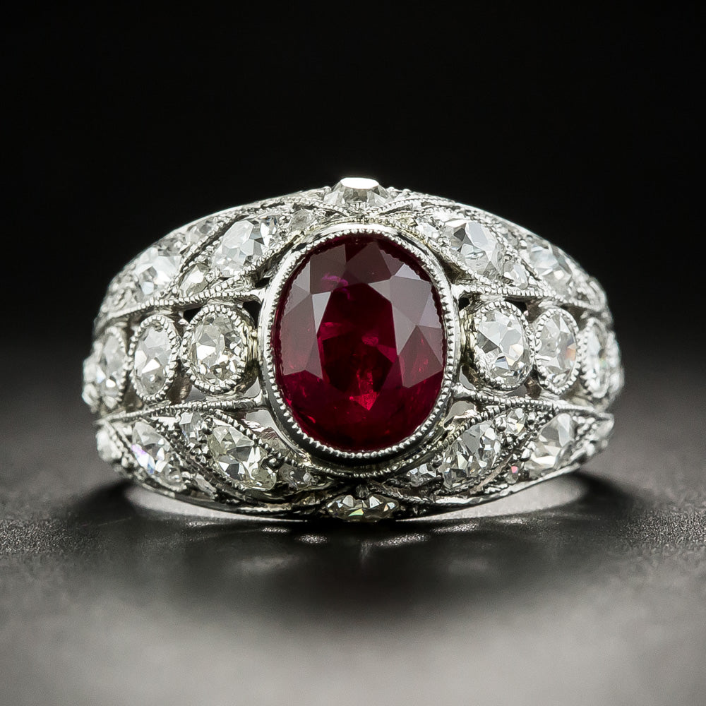 Edwardian 2.07 Carat Ruby and Diamond Ring - Mozambique - 1