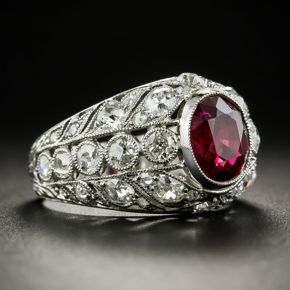 Edwardian 2.07 Carat Ruby and Diamond Ring - Mozambique - 2