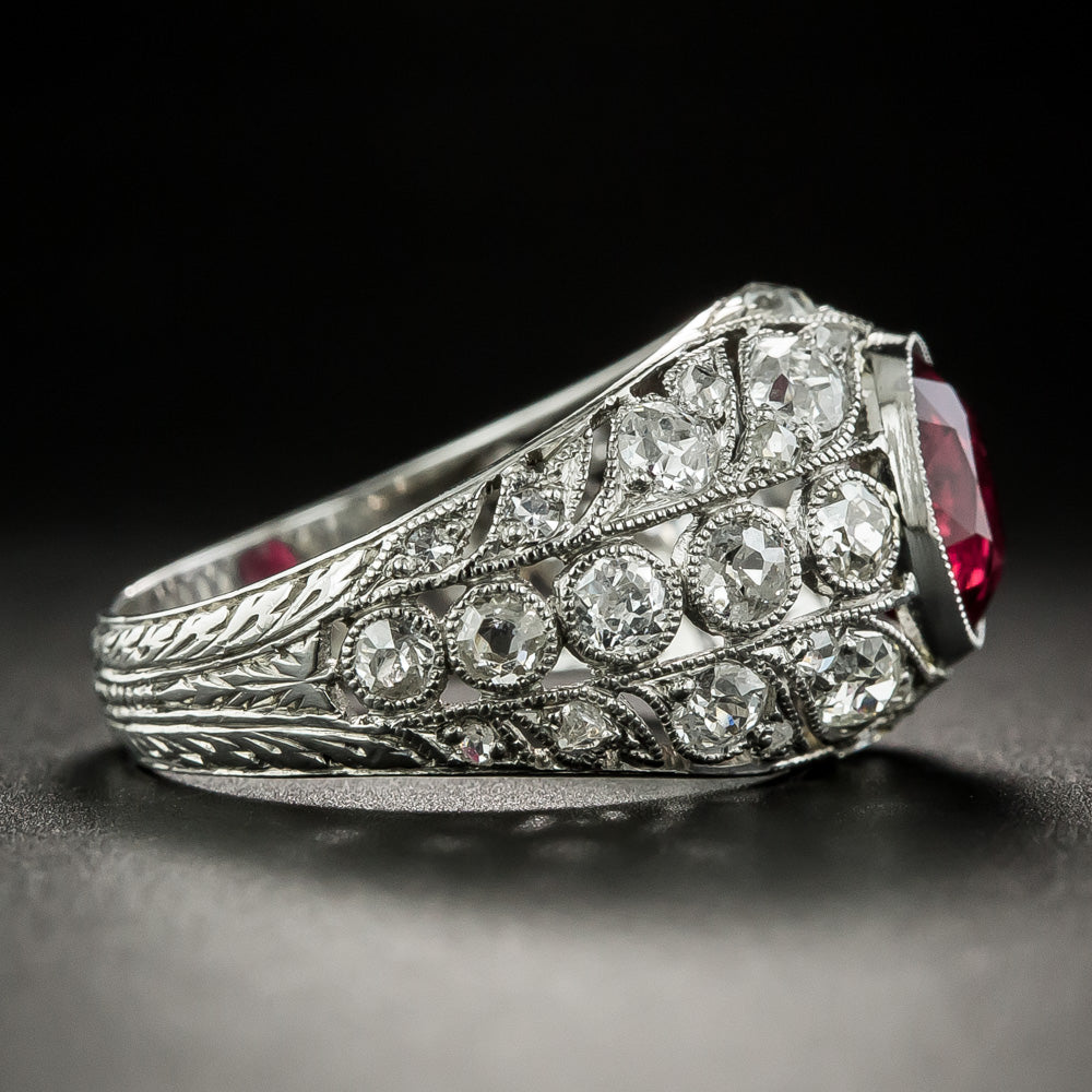 Edwardian 2.07 Carat Ruby and Diamond Ring - Mozambique - 3