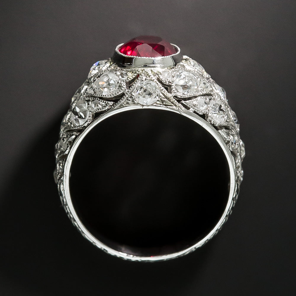 Edwardian 2.07 Carat Ruby and Diamond Ring - Mozambique - 4
