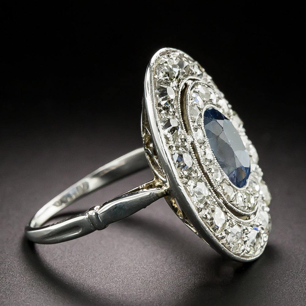 Edwardian 2.70 Carat No-Heat Burma Sapphire and Diamond Halo Ring - 4