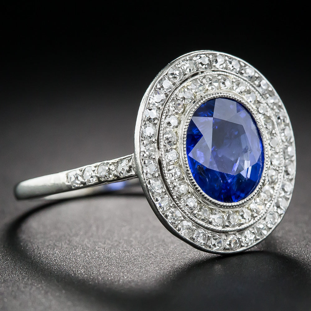 Edwardian 3.80 Carat No-Heat Burma Sapphire and Diamond Ring - 7