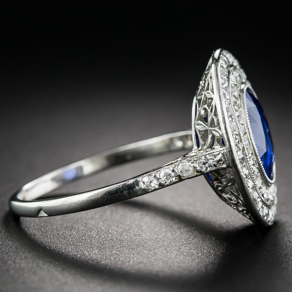 Edwardian 3.80 Carat No-Heat Burma Sapphire and Diamond Ring - 8