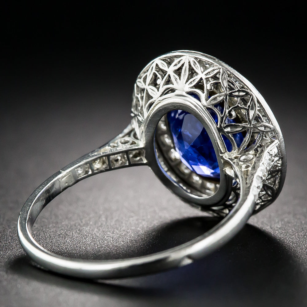 Edwardian 3.80 Carat No-Heat Burma Sapphire and Diamond Ring - 9