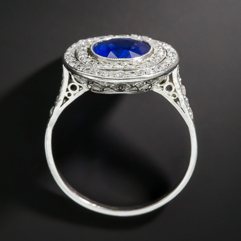 Edwardian 3.80 Carat No-Heat Burma Sapphire and Diamond Ring - 10