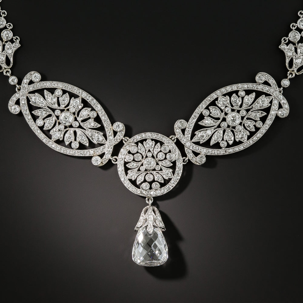 Edwardian 5.06 Carat Briolette Diamond Necklace - GIA E SI2 - 1