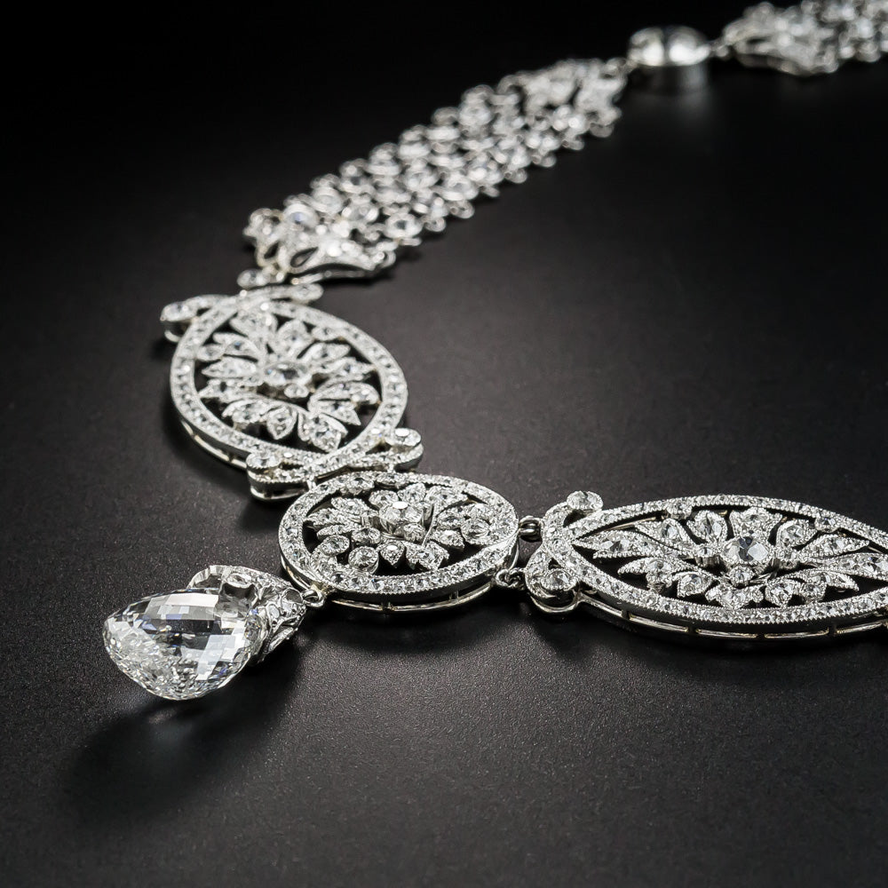 Edwardian 5.06 Carat Briolette Diamond Necklace - GIA E SI2 - 3