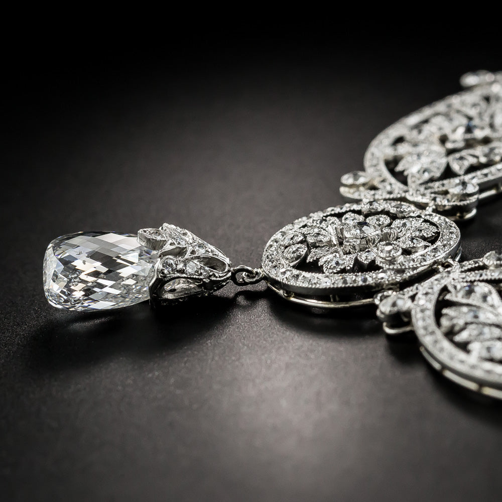 Edwardian 5.06 Carat Briolette Diamond Necklace - GIA E SI2 - 4