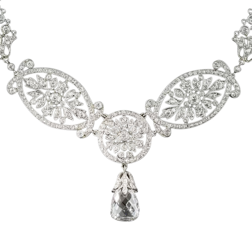 Edwardian 5.06 Carat Briolette Diamond Necklace - GIA E SI2 - 5