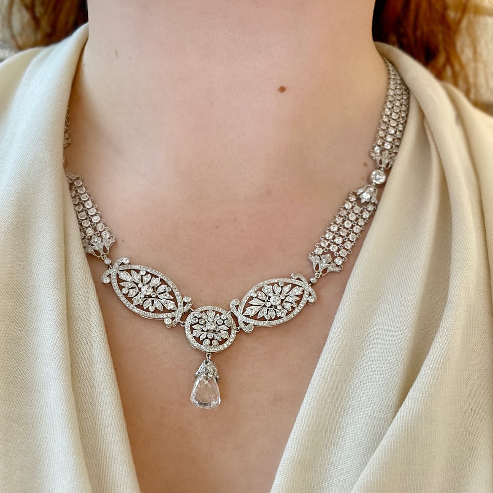 Edwardian 5.06 Carat Briolette Diamond Necklace - GIA E SI2 - 7