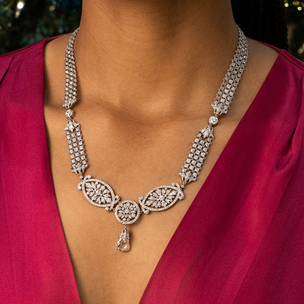 Edwardian 5.06 Carat Briolette Diamond Necklace - GIA E SI2 - 8