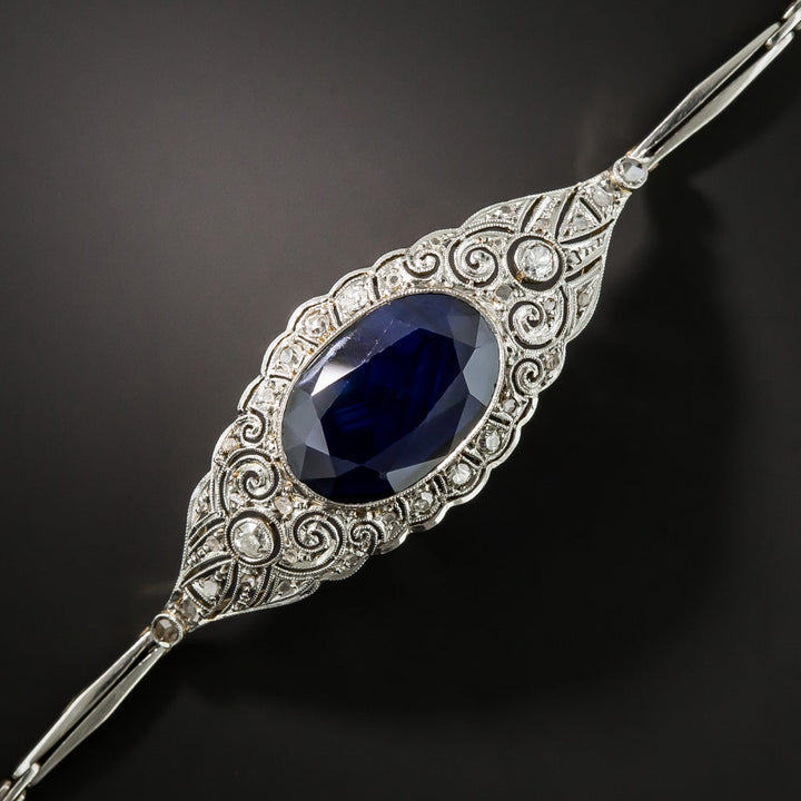 Edwardian 5.50 Carat No-Heat Sapphire and Diamond Bracelet