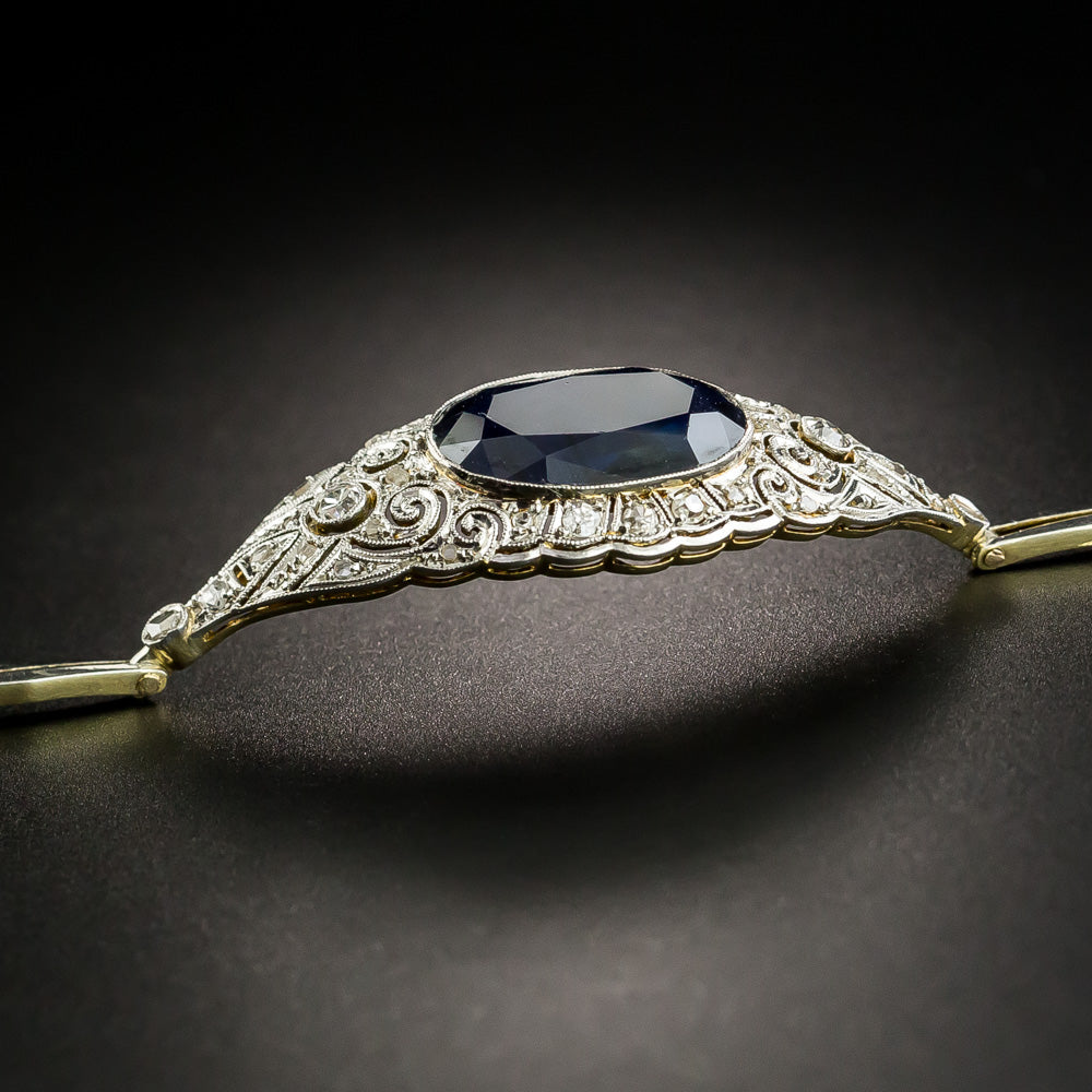 Edwardian 5.50 Carat No-Heat Sapphire and Diamond Bracelet - 6