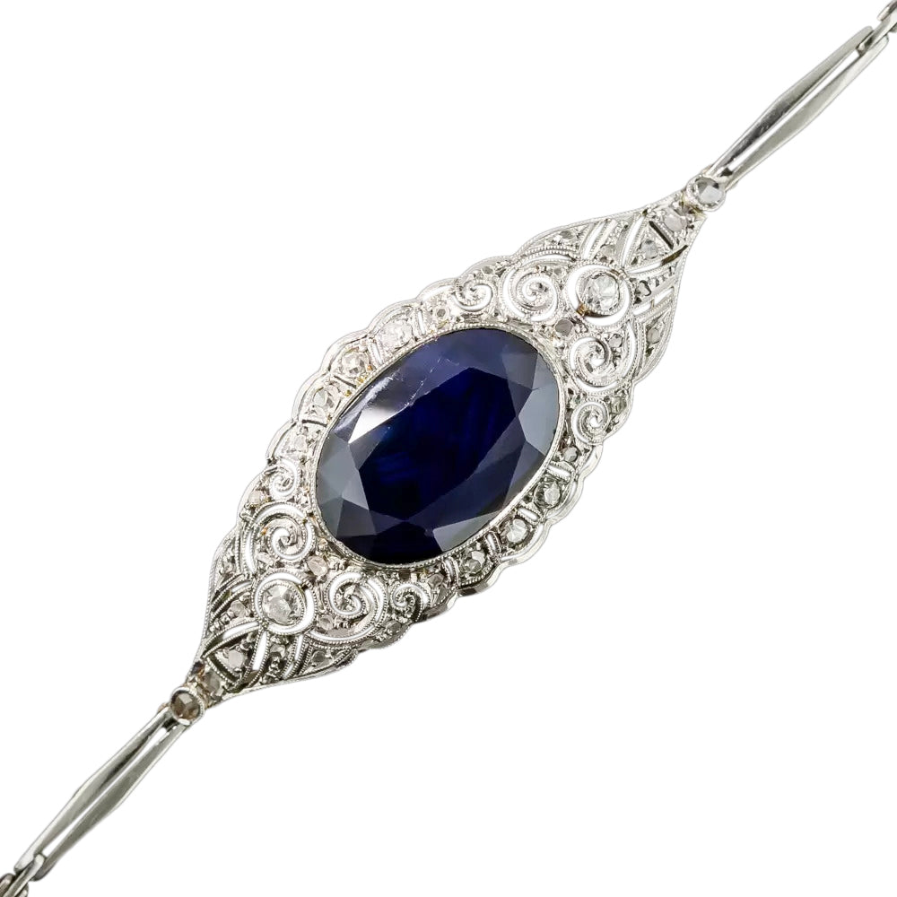 Edwardian 5.50 Carat No-Heat Sapphire and Diamond Bracelet - 7
