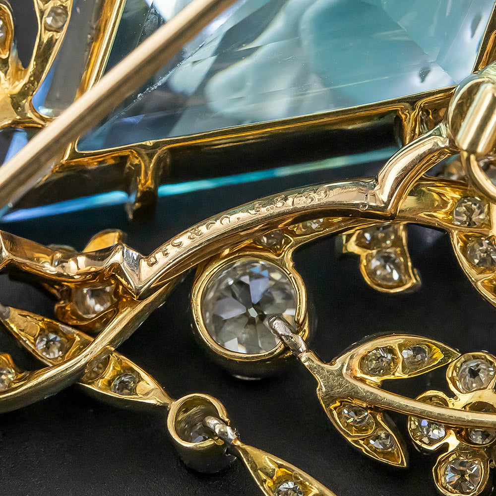 Edwardian Aquamarine and Diamond Pendant/Brooch by J.E. Caldwell - 5