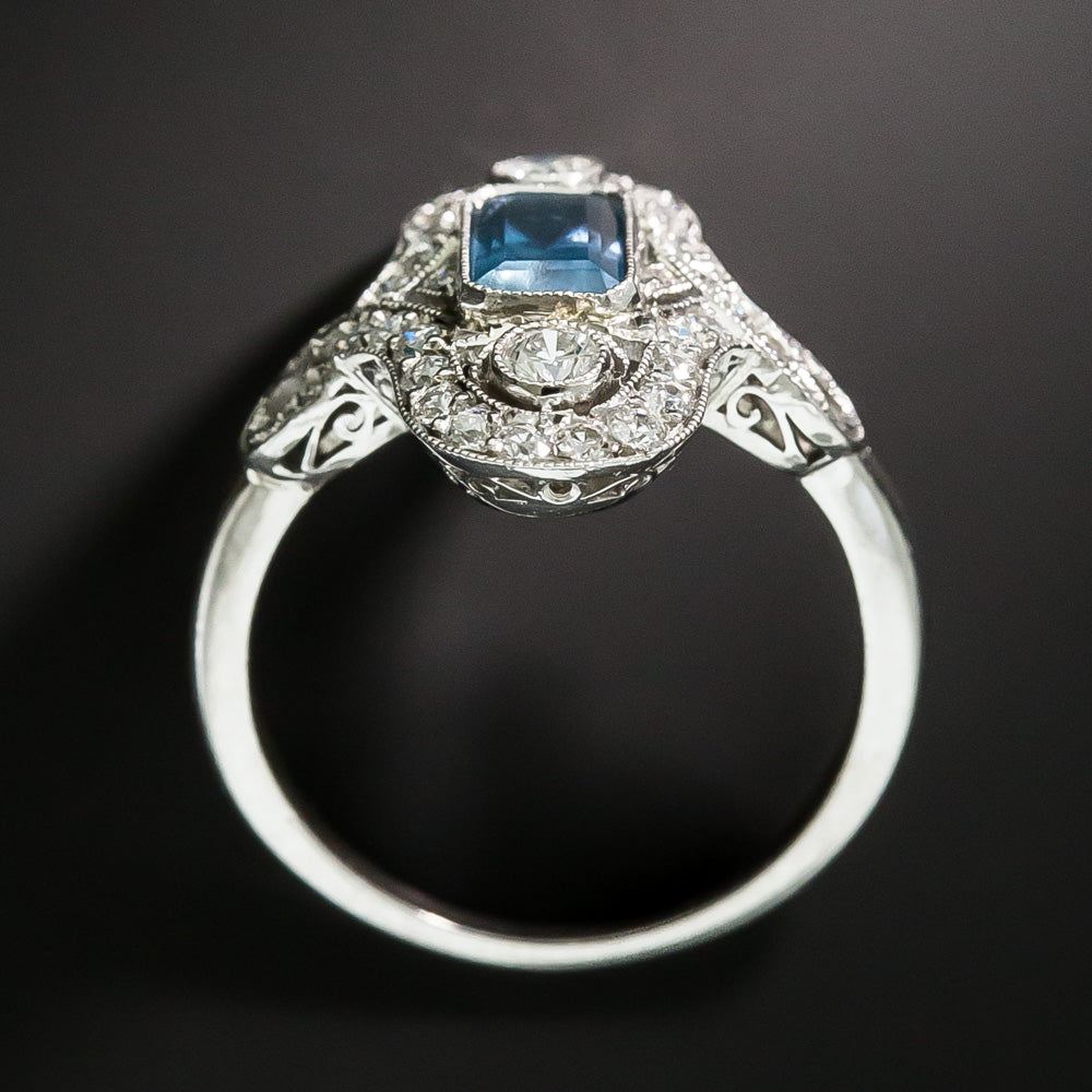 Edwardian/Art Deco-Style Aquamarine and Diamond Dinner Ring - 4