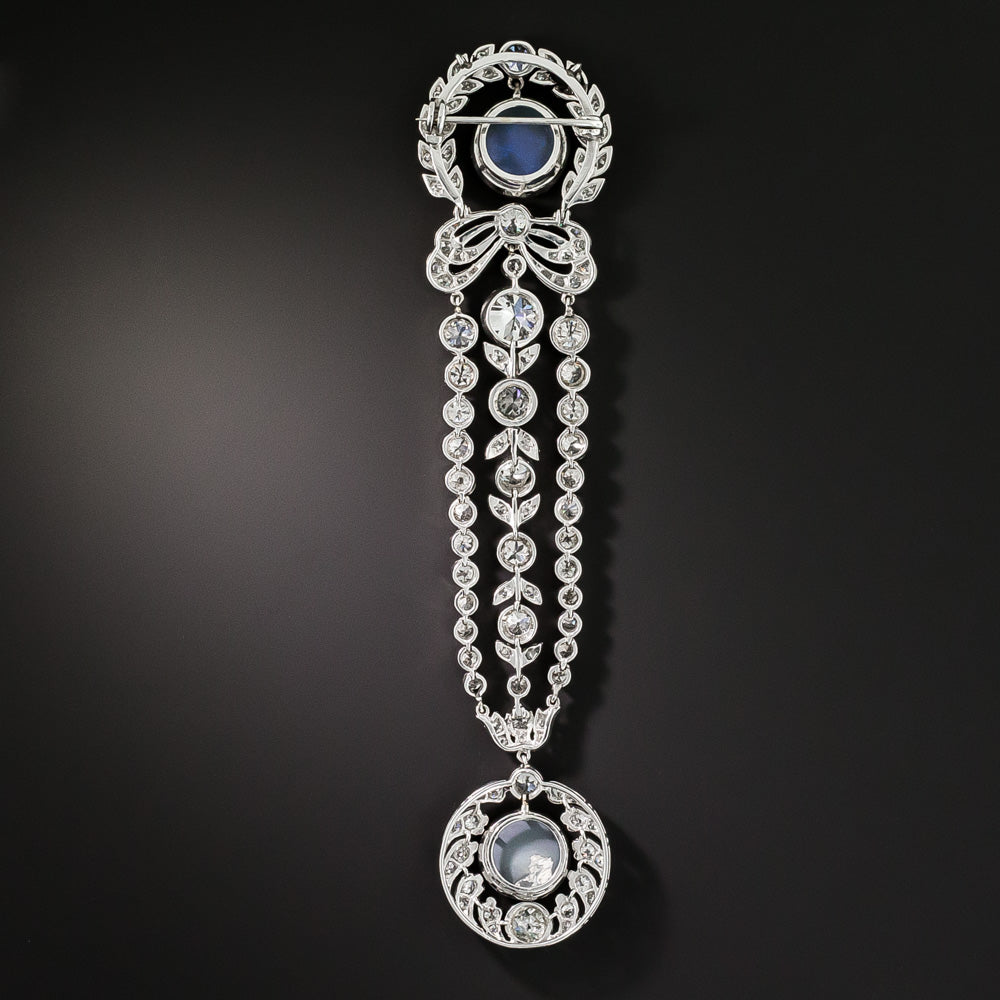 Edwardian Black Opal and Diamond Brooch - 4