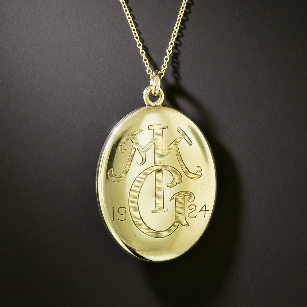 Edwardian Blue Enamel Locket by Strobell & Crane, USA - 5